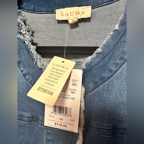 Frayed edge denim jacket with jewel detail - Laura - size 14 - Picture 10 of 13